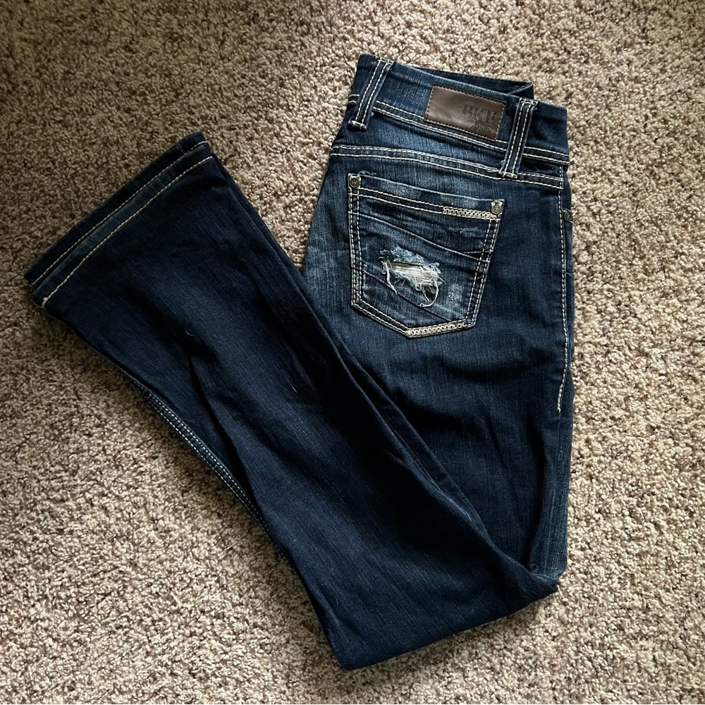 27 x 33 1/2 BKE Stella flare jeans. Washed and always air dried. Inseam 31”
